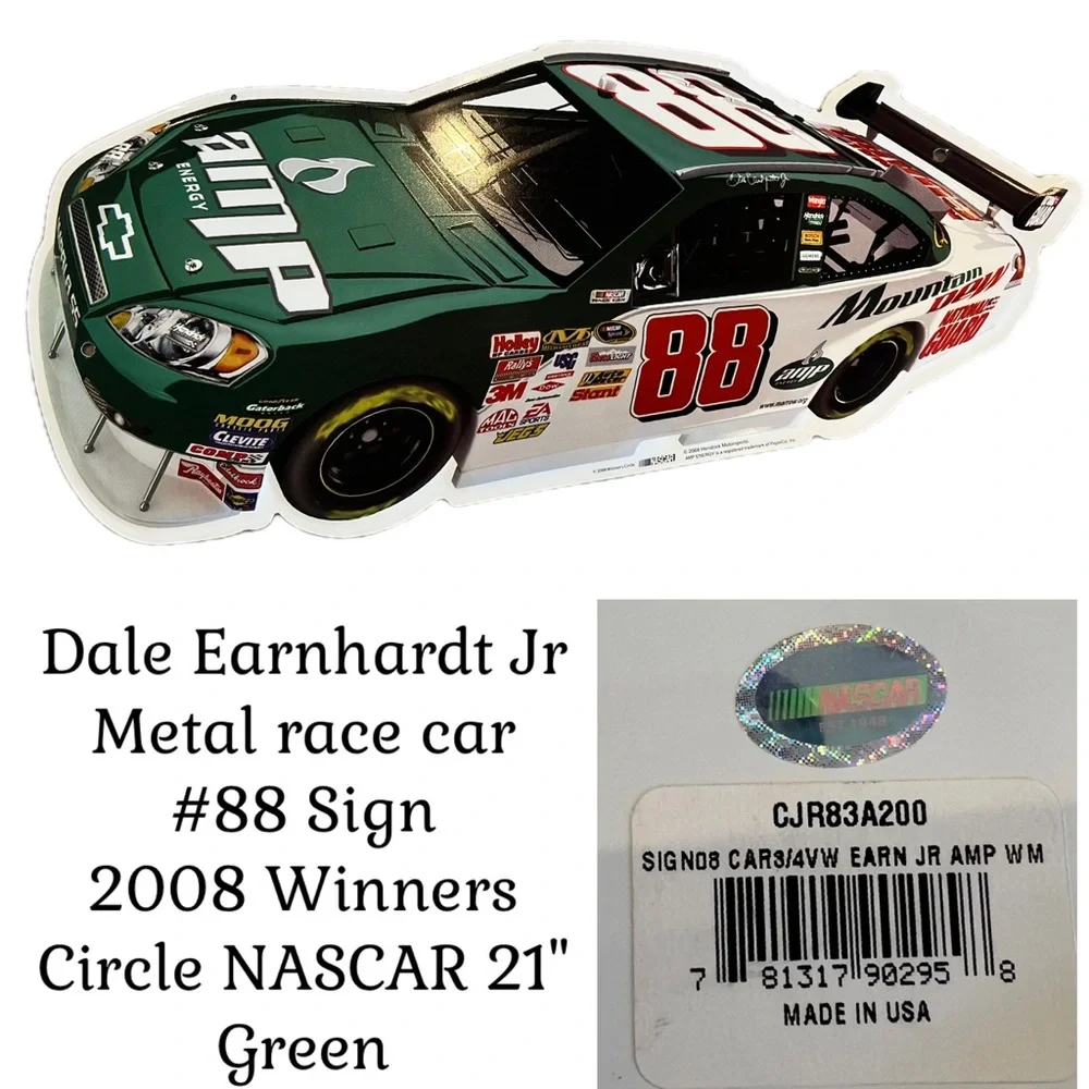 Dale Earnhardt Jr Metal race car #88 Sign 2008 Winners Circle NASCAR 21" Green - Picture 1 of 7